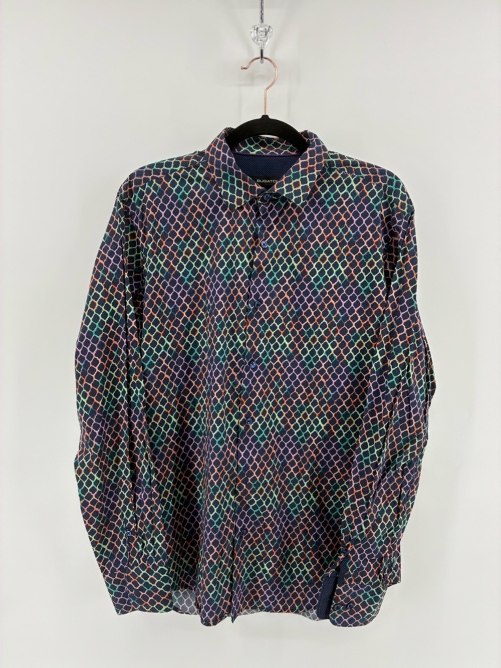 Multi Colour Bugatchi Shaped Fit Button Down Long Sleeve Top